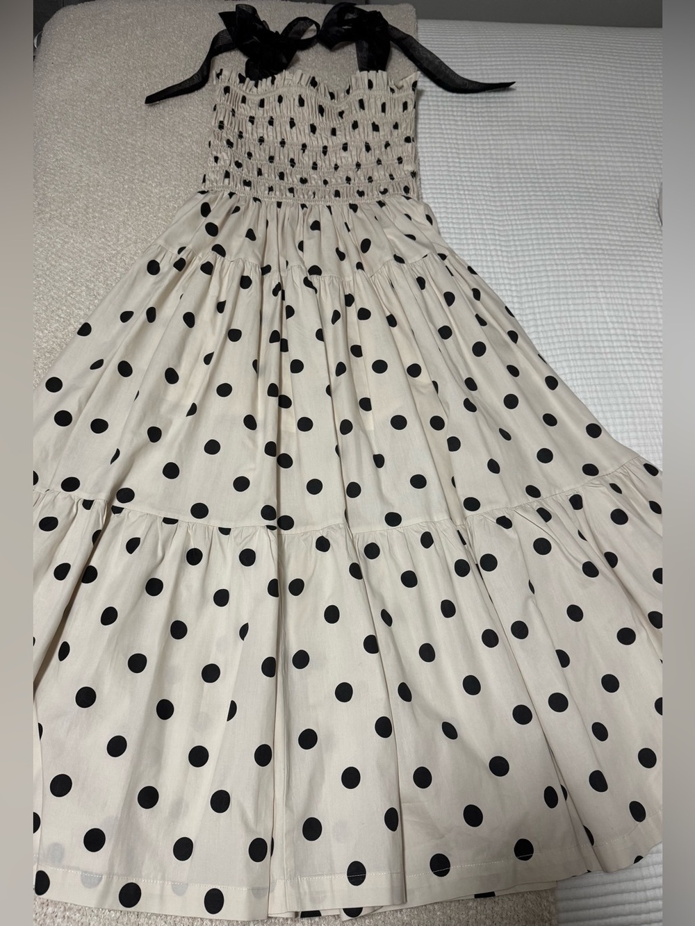 En Saison | Cream with Black Polka Dots Dress - Picture 4 of 5